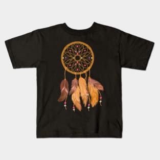 Tan Beaded Dreamcatcher Illustration Kids T-Shirt